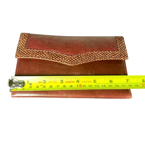 Handcrafted Women's Lambskin Leather Wallet Clutch Brown Vintage Elegance - Picture 4 of 13